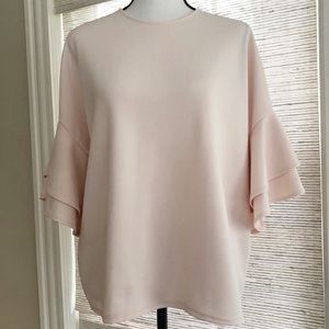 Pink Ruffle-Sleeve Shirt